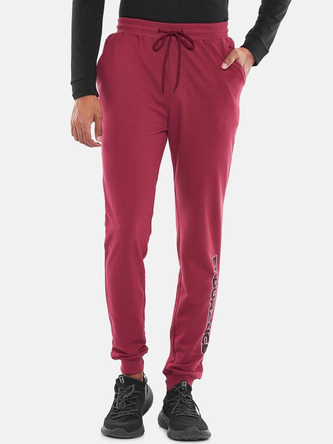 ajile by pantaloons men maroon solid slim-fit track pants