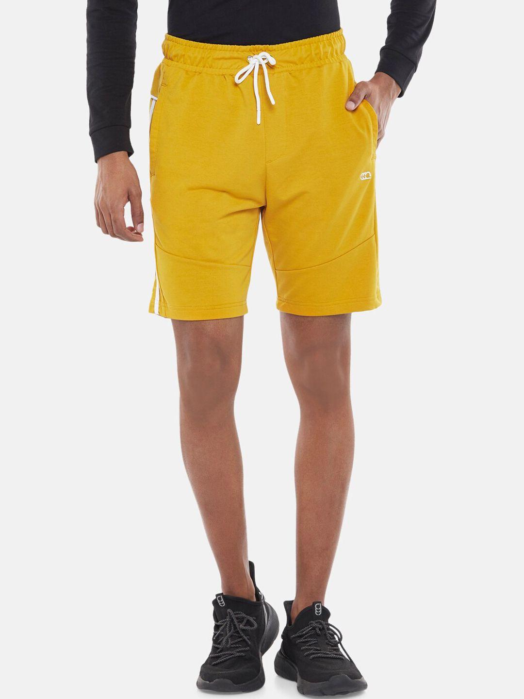 ajile by pantaloons men mustard yellow slim fit sports shorts