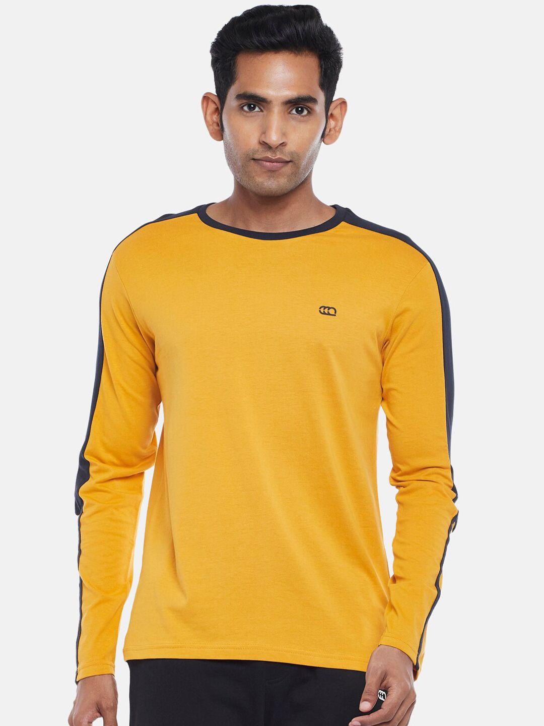 ajile by pantaloons men mustard yellow slim fit t-shirt