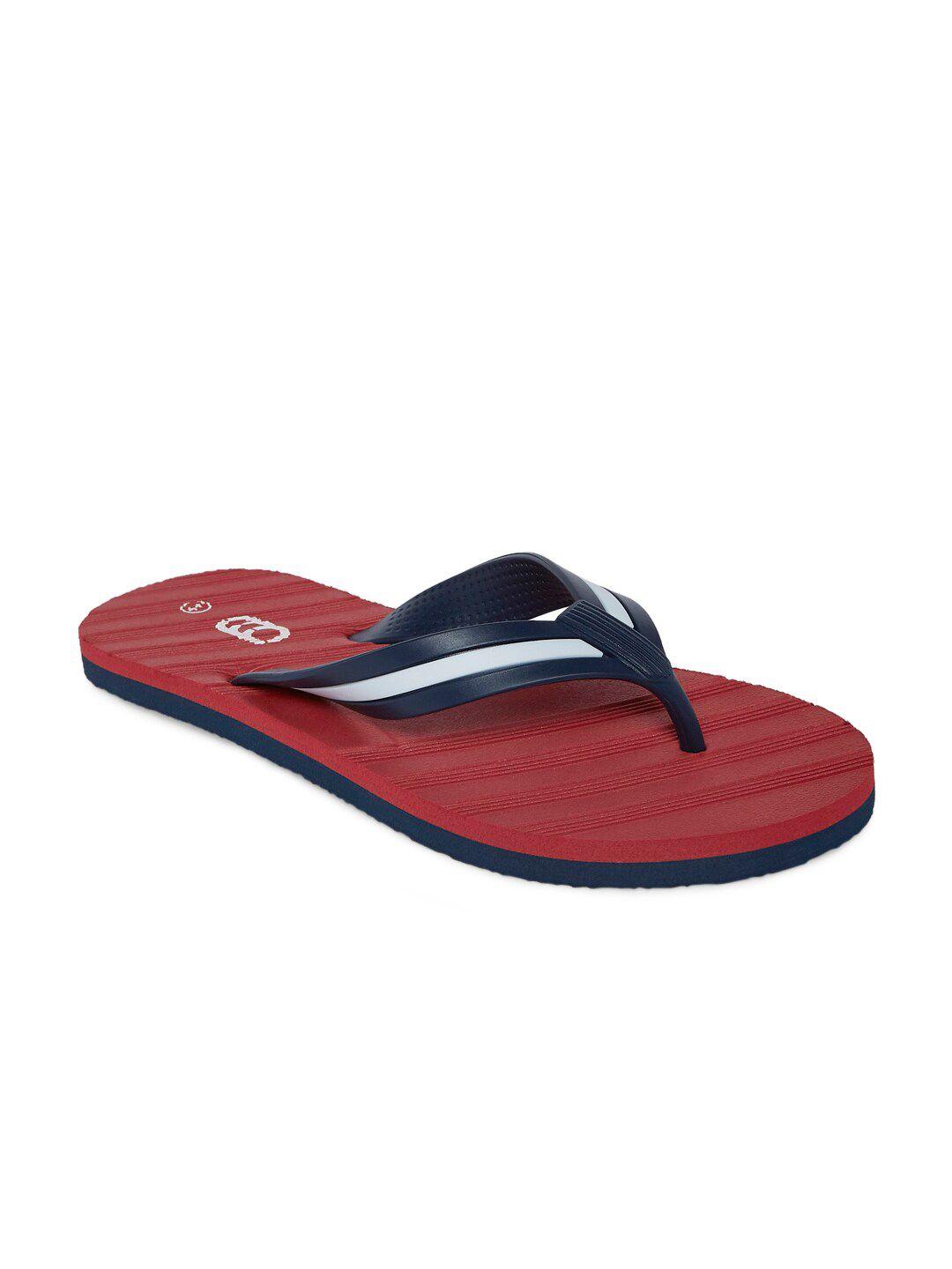 ajile by pantaloons men navy blue & red striped thong flip-flops