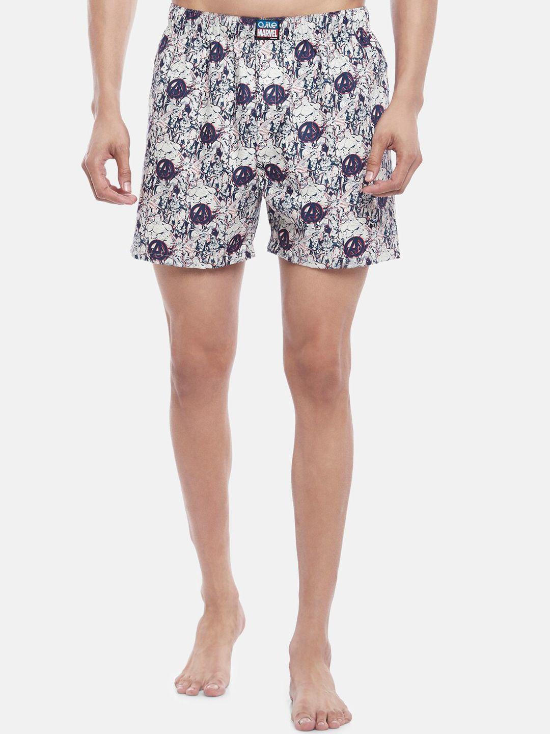 ajile by pantaloons men navy blue & white printed pure cotton boxers