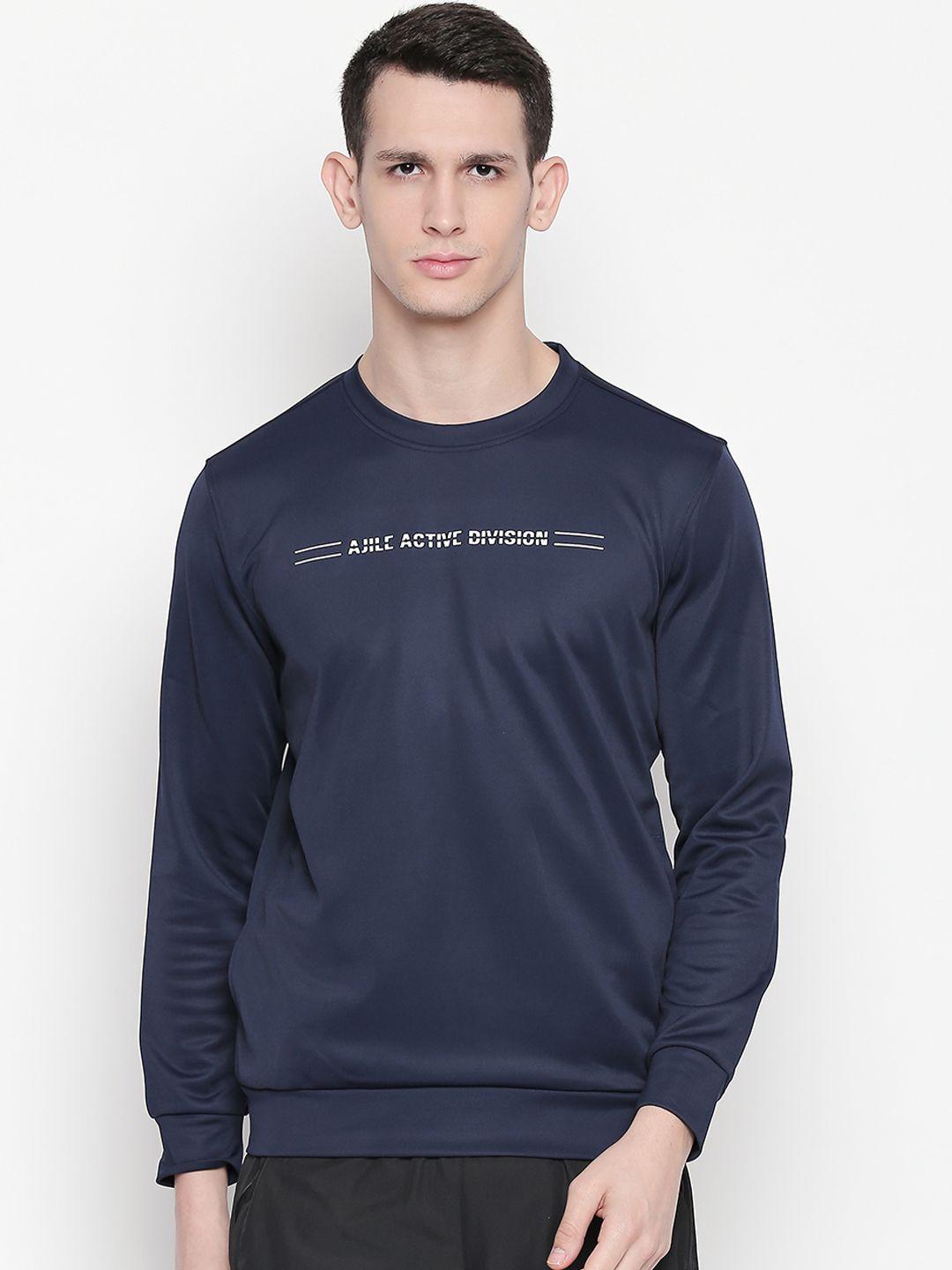 ajile by pantaloons men navy blue printed sweatshirt