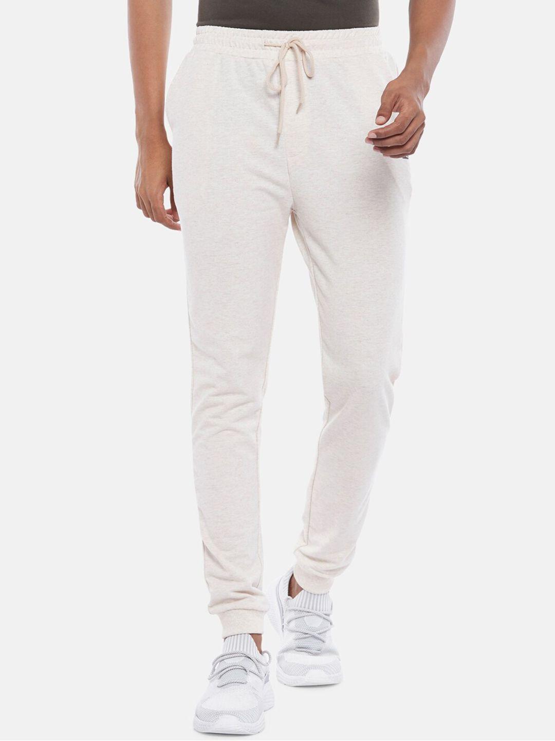 ajile by pantaloons men off white solid slim-fit joggers