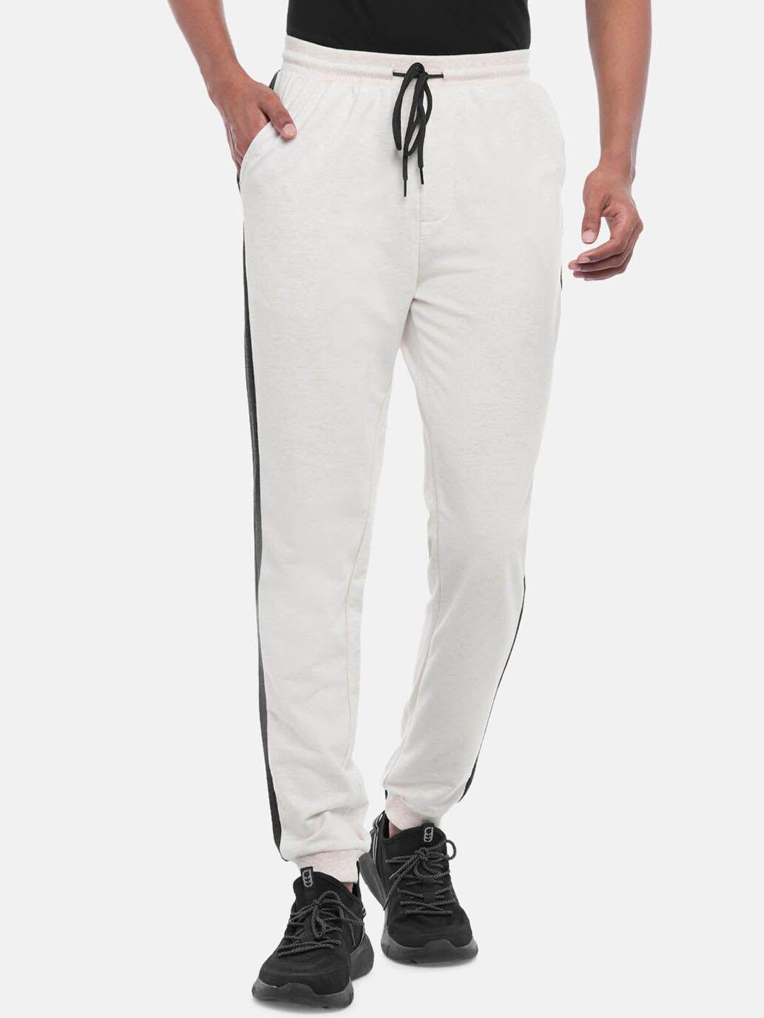 ajile by pantaloons men off white solid slim-fit joggers