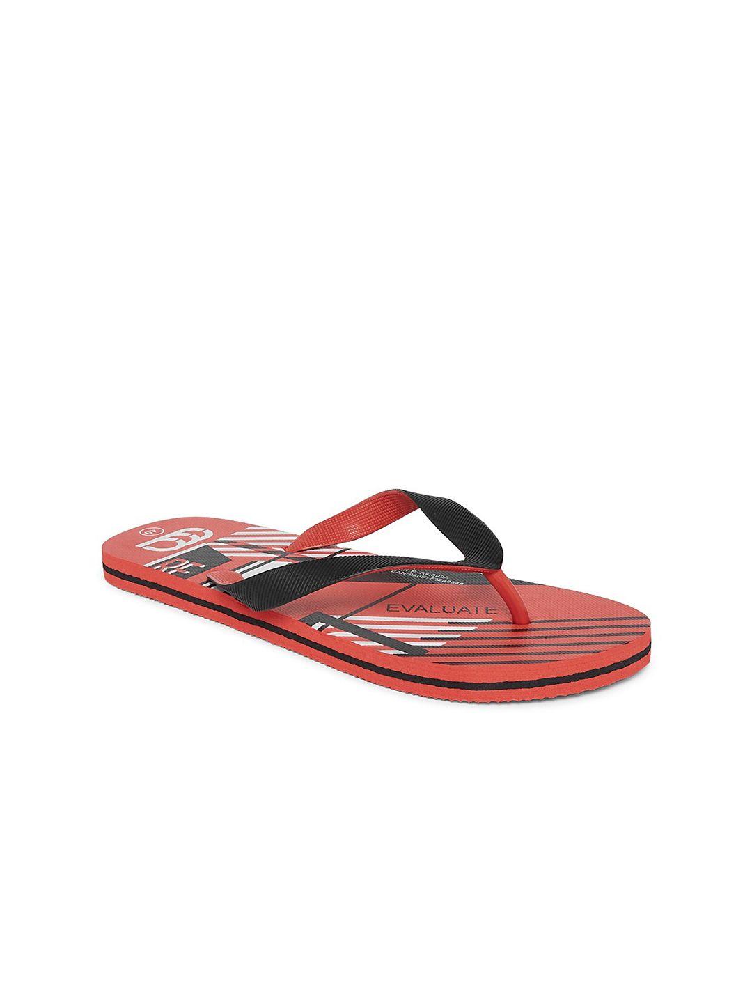 ajile by pantaloons men red & black printed thong flip-flops