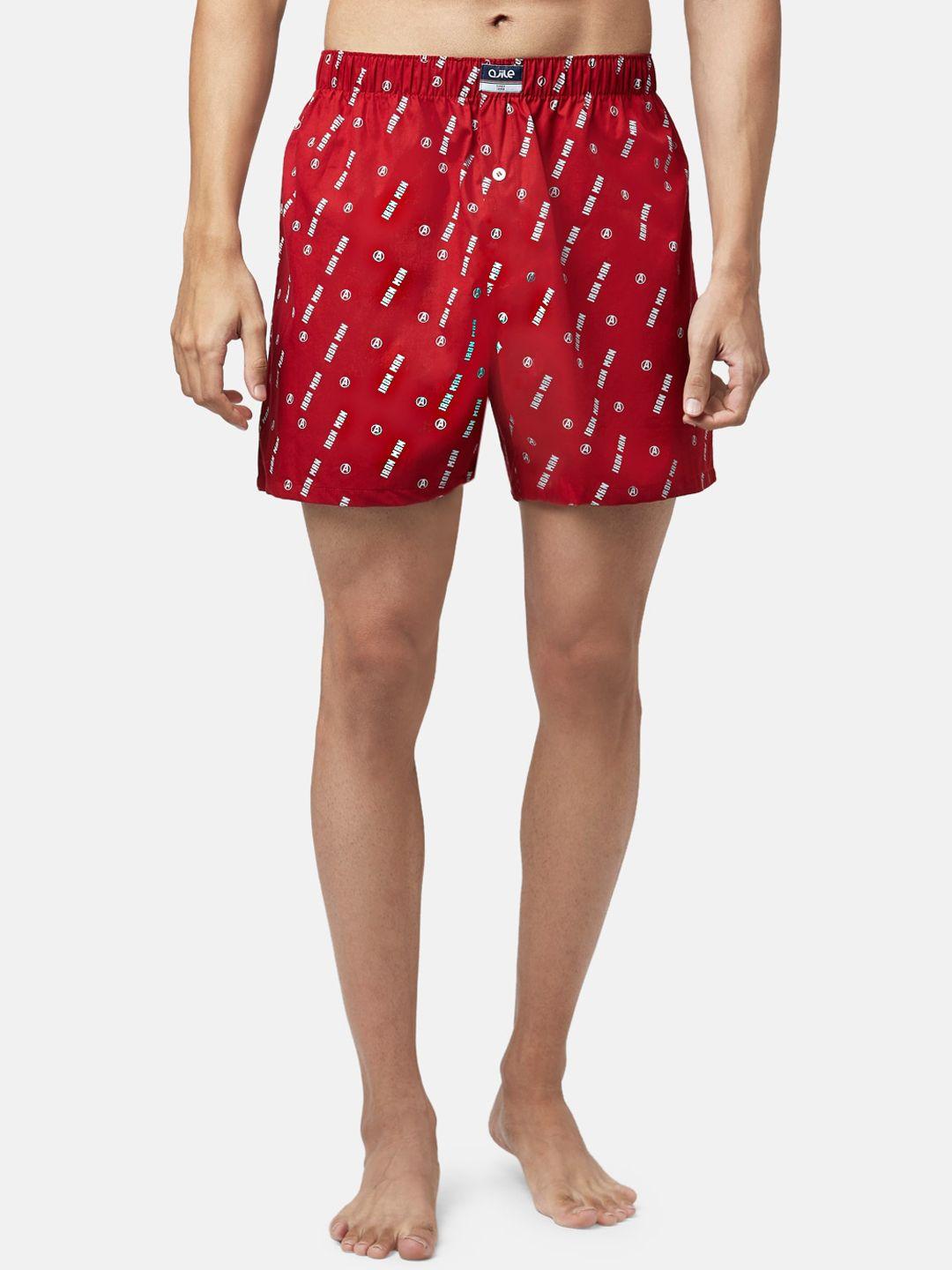 ajile by pantaloons men red & white printed pure cotton boxers