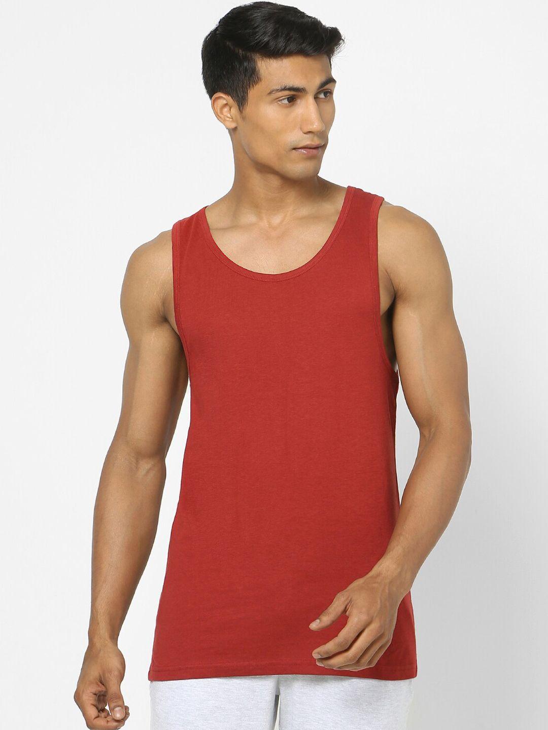 ajile by pantaloons men red solid innerwear vests