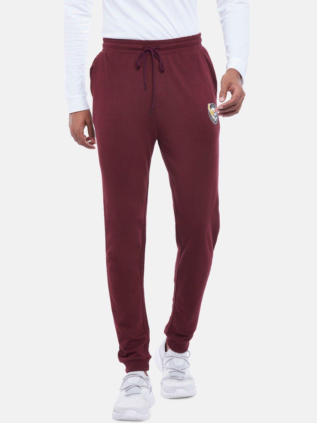 ajile by pantaloons men red solid slim-fit joggers