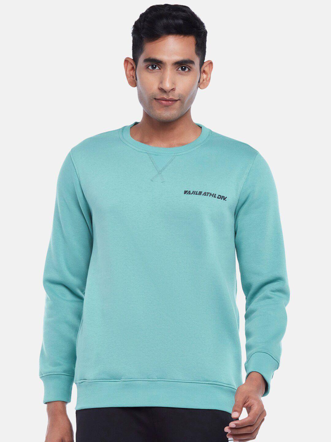 ajile by pantaloons men sea green solid sweatshirt