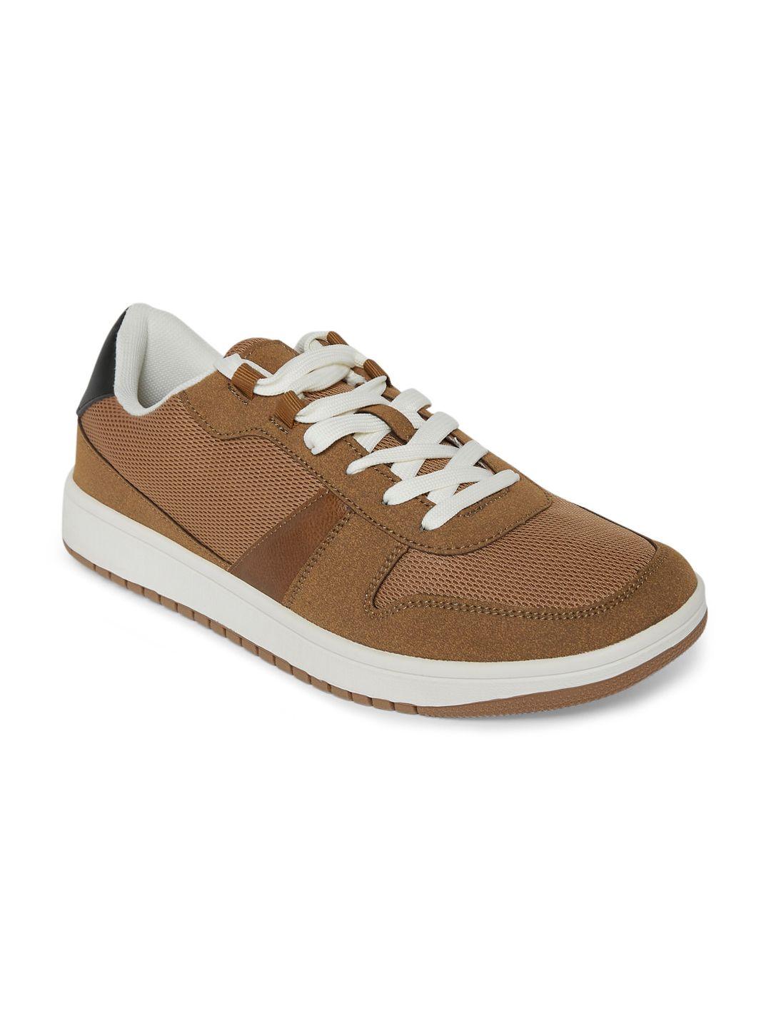 ajile by pantaloons men tan brown textured pu sneakers