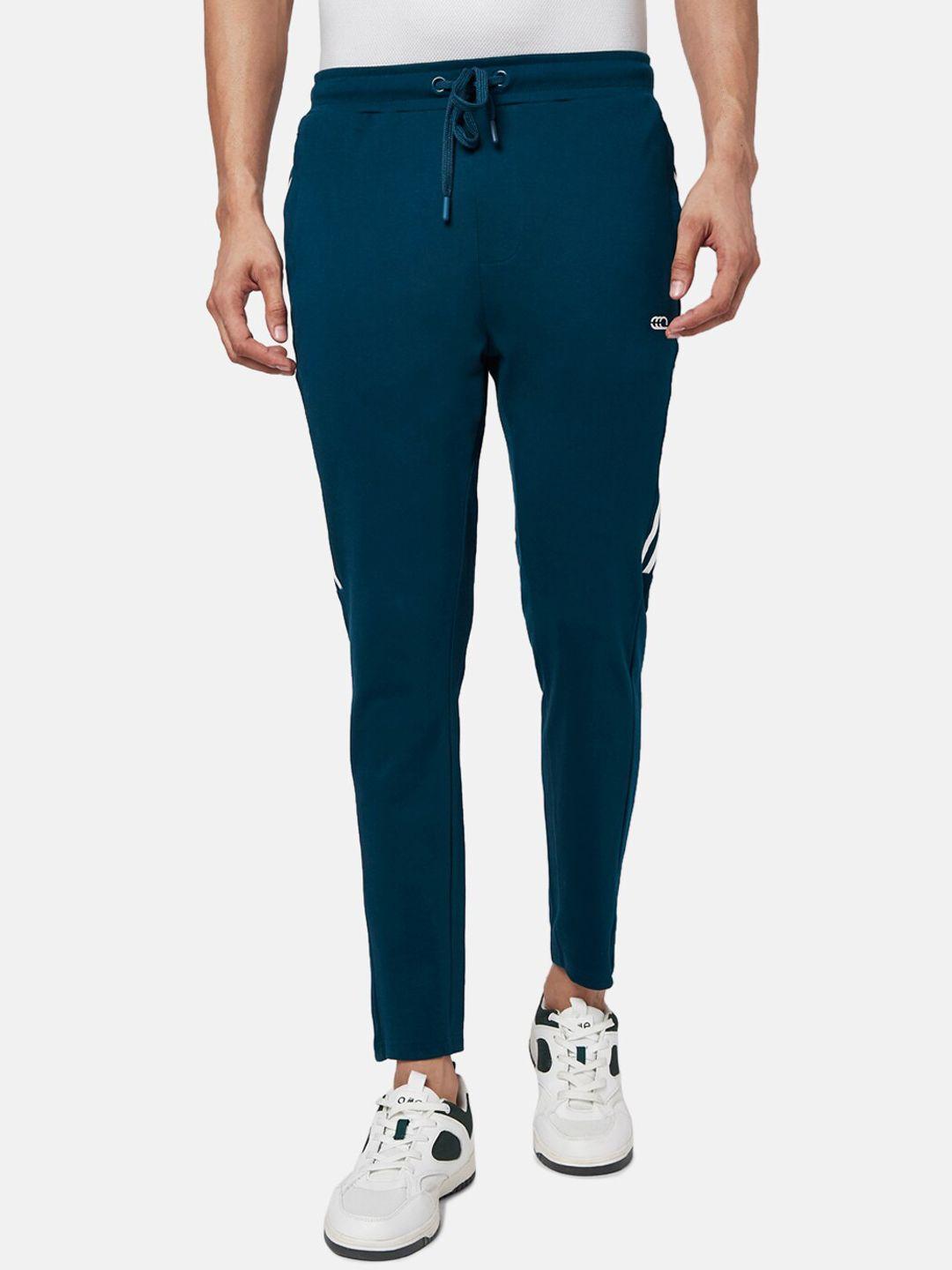 ajile by pantaloons men teal blue solid slim-fit track pant
