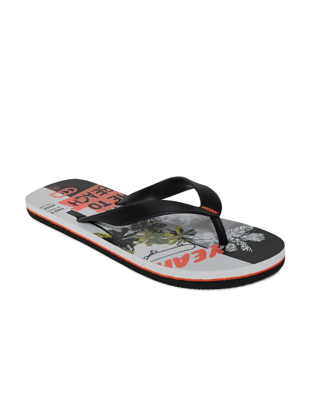 ajile by pantaloons men white & black printed thong flip-flops