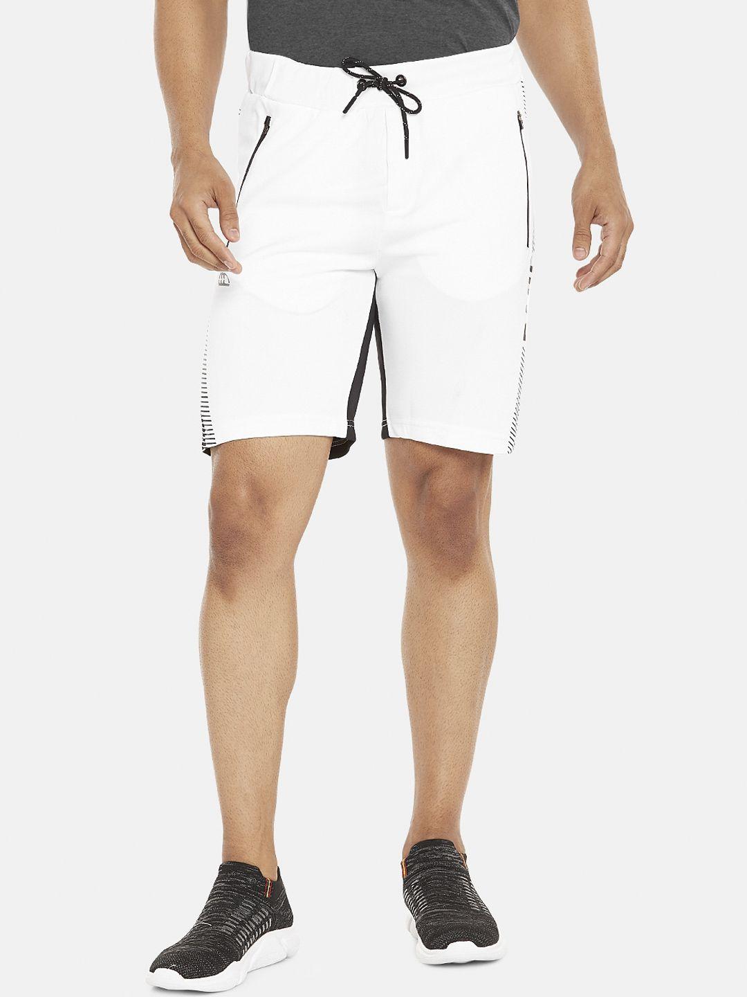 ajile by pantaloons men white slim fit mid-rise sports shorts