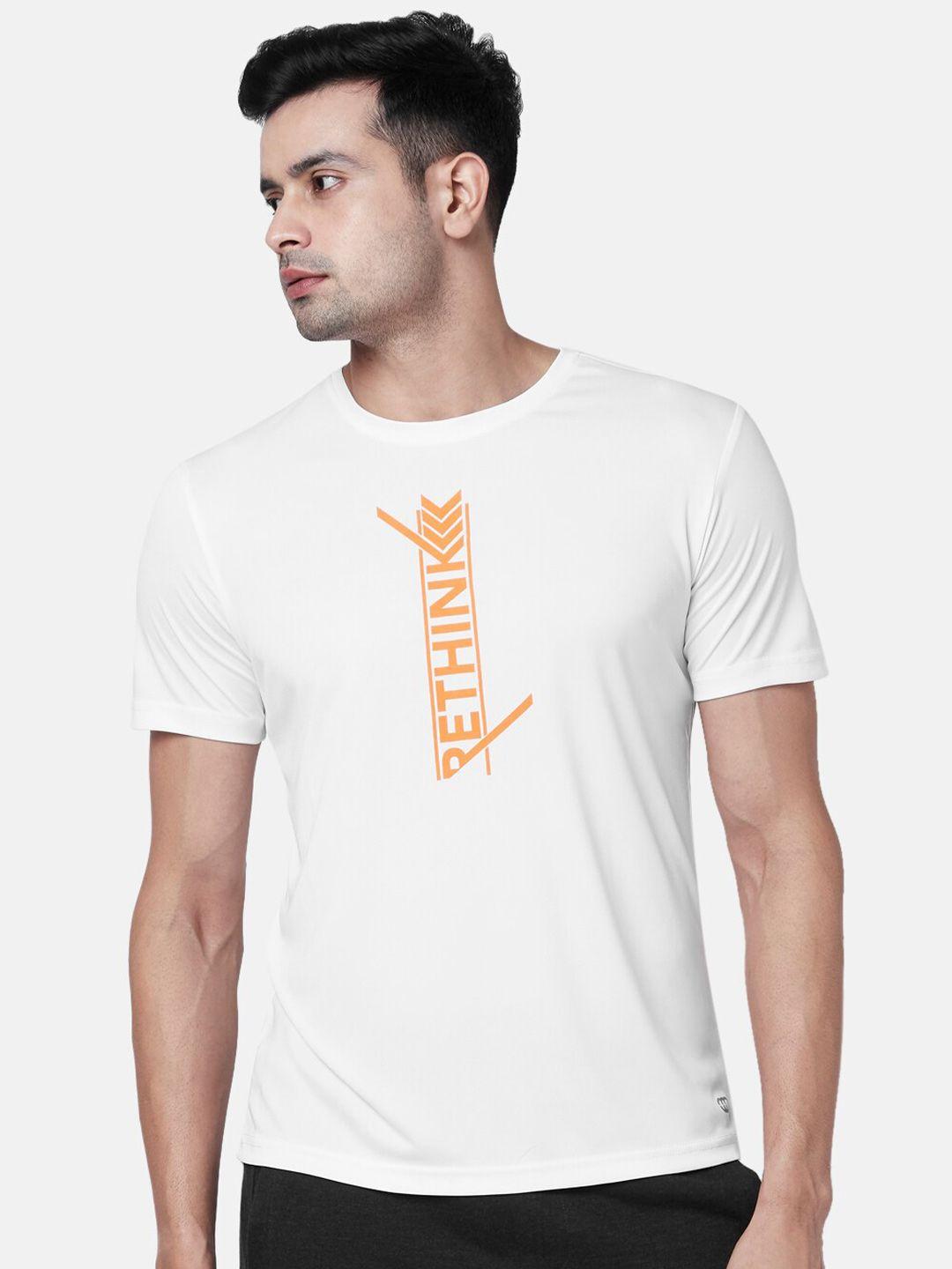 ajile by pantaloons men white typography printed slim fit t-shirt