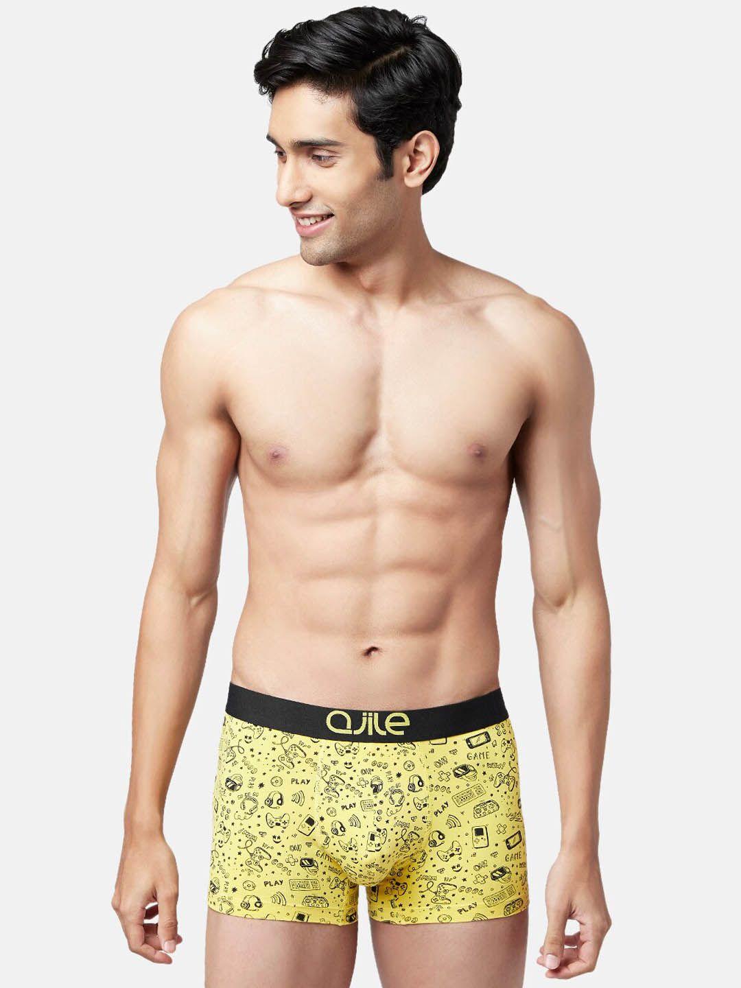 ajile by pantaloons men yellow printed trunk 8905685384266