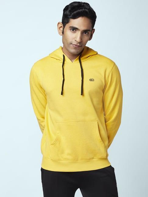 ajile by pantaloons mustard regular fit hooded sweatshirt