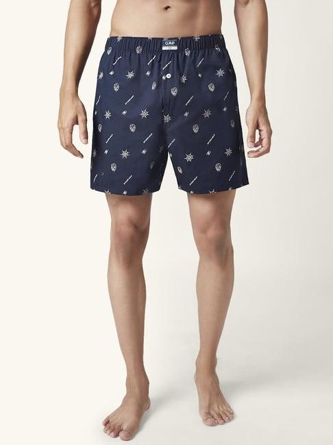 ajile by pantaloons navy cotton regular fit printed boxers