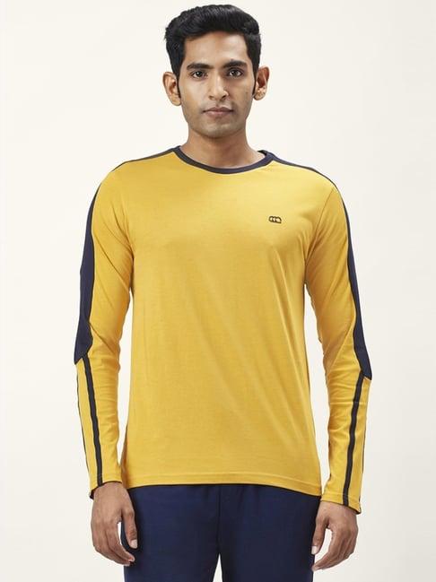 ajile by pantaloons navy cotton slim fit colour block t-shirt