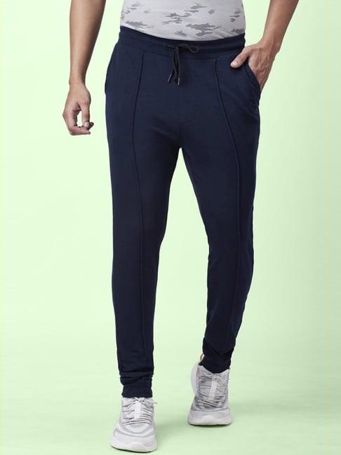 ajile by pantaloons navy cotton slim fit trackpants