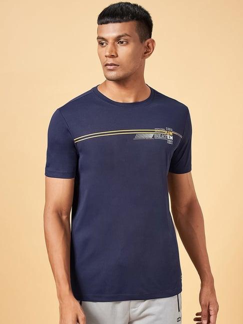 ajile by pantaloons navy slim fit printed t-shirt