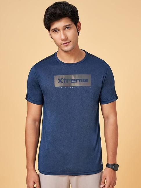 ajile by pantaloons navy slim fit printed t-shirt