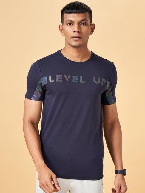 ajile by pantaloons navy slim fit printed t-shirt
