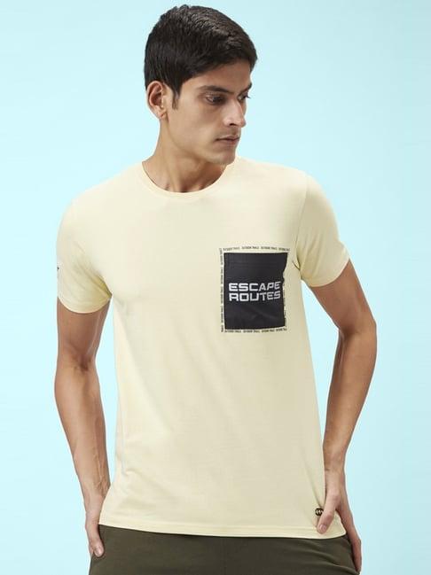 ajile by pantaloons off white slim fit printed t-shirt