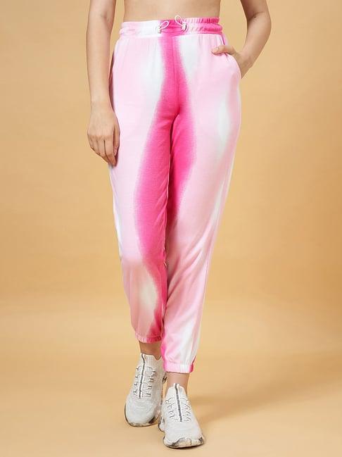 ajile by pantaloons pink cotton printed joggers