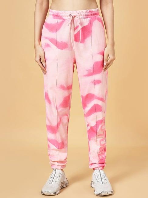 ajile by pantaloons pink cotton printed joggers