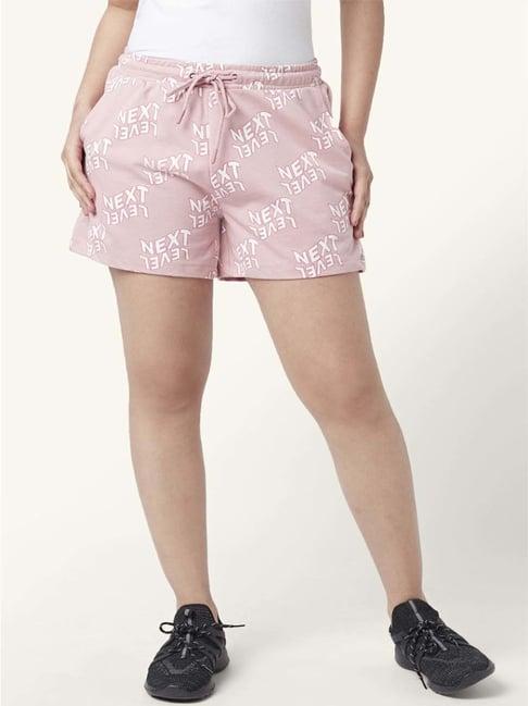 ajile by pantaloons pink cotton printed sports shorts