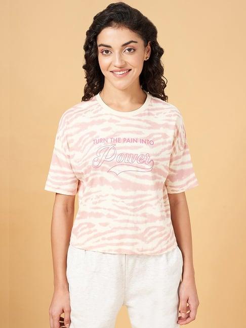 ajile by pantaloons pink cotton printed sports top