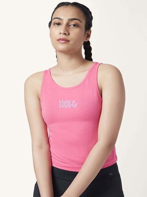 ajile by pantaloons pink cotton printed tank top