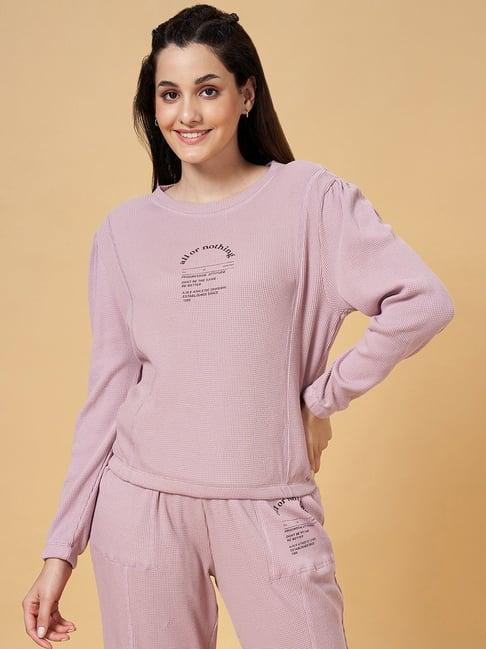 ajile by pantaloons pink cotton self pattern sports t-shirt