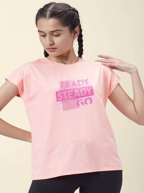 ajile by pantaloons pink graphic print sports top