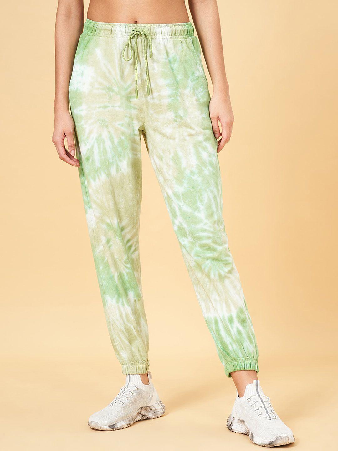 ajile by pantaloons printed pure cotton mid-rise joggers