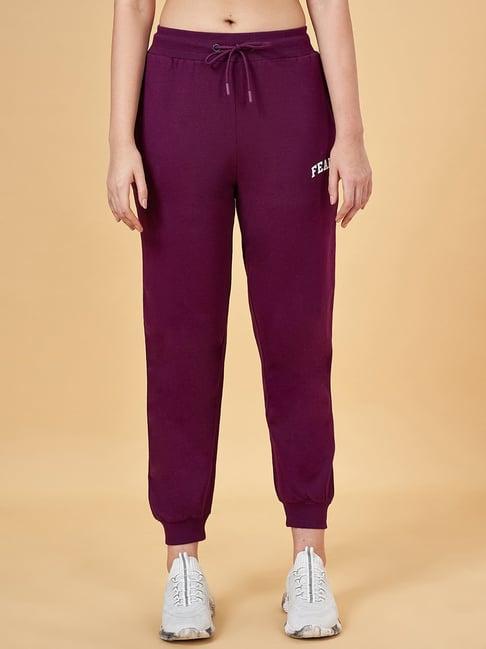 ajile by pantaloons purple printed sports joggers