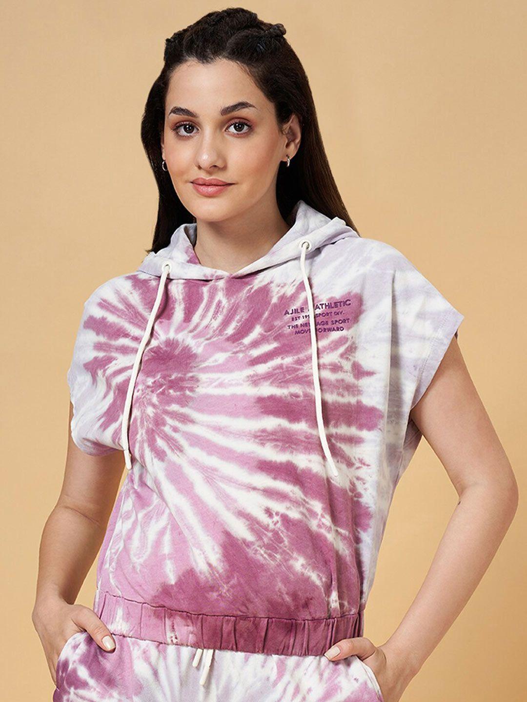 ajile by pantaloons tie & dye hooded cotton t-shirt