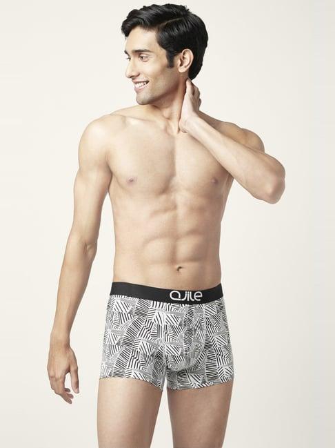 ajile by pantaloons white & black cotton regular fit printed trunks