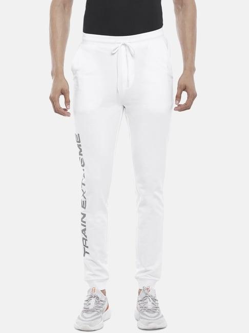 ajile by pantaloons white cotton slim fit printed joggers