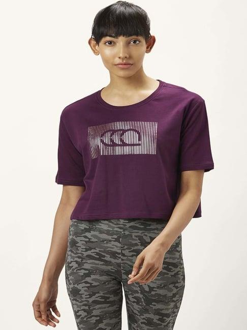 ajile by pantaloons wine cotton graphic print sports top