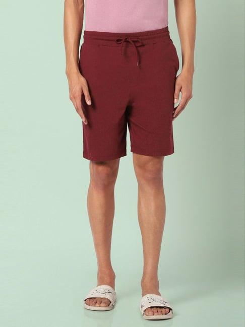 ajile by pantaloons wine cotton slim fit lounge shorts