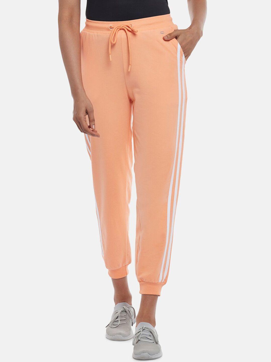ajile by pantaloons women coral-colored solid cotton joggers