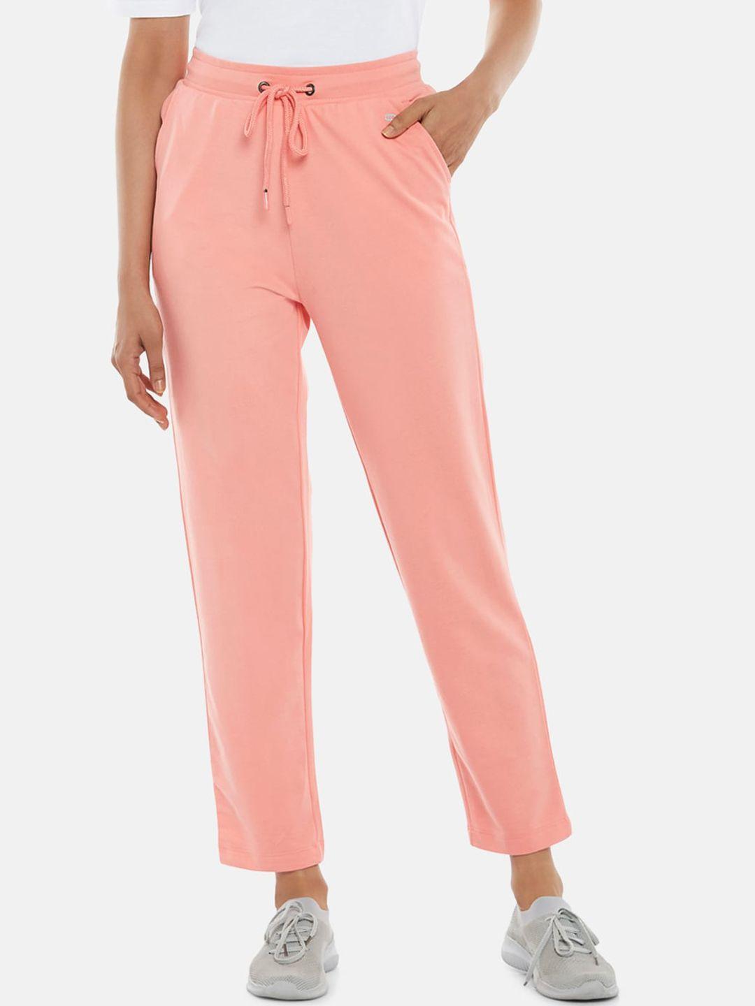 ajile by pantaloons women coral red solid cotton track pants