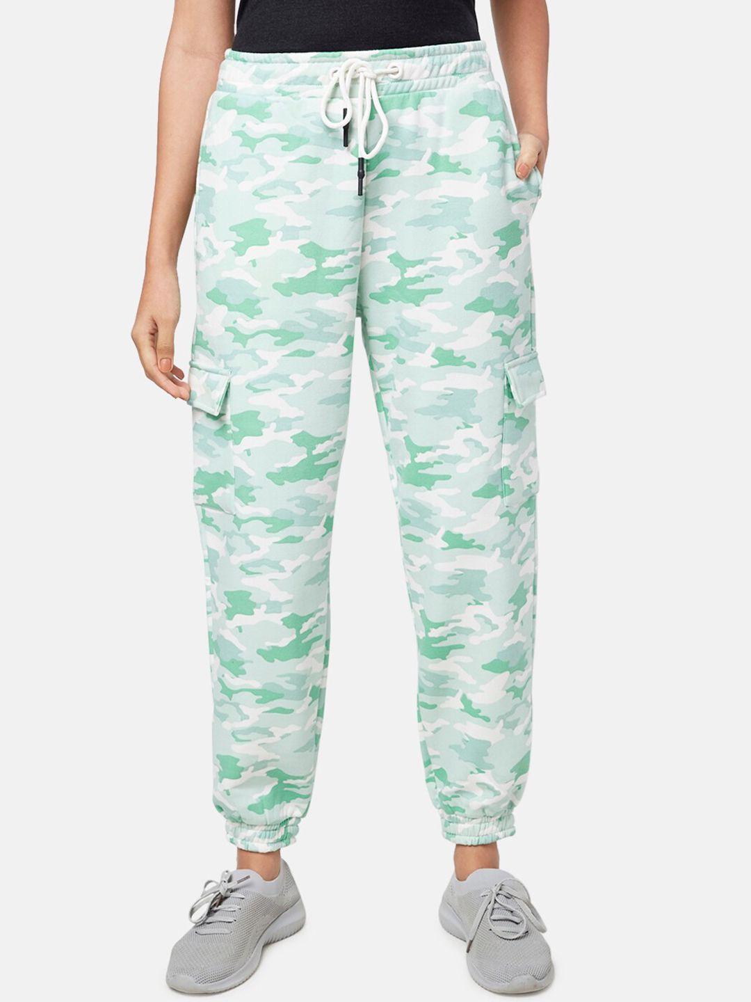 ajile by pantaloons women green camouflage printed joggers