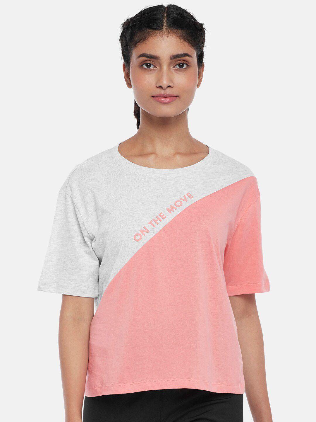 ajile by pantaloons women grey melange colourblocked top