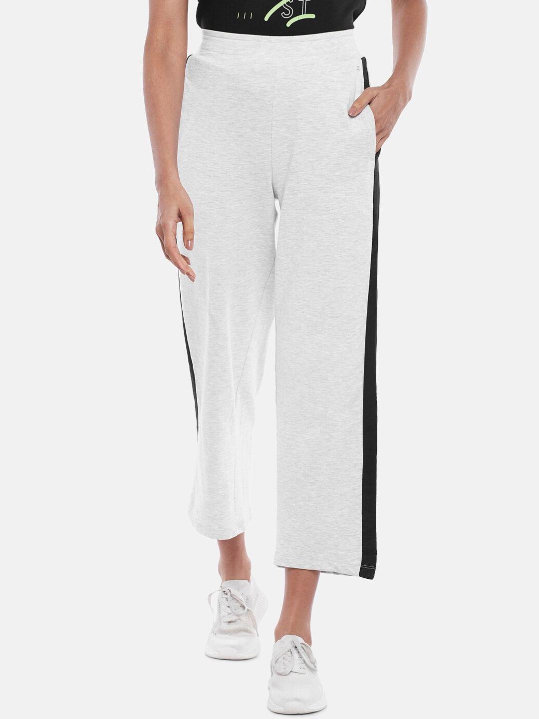 ajile by pantaloons women grey melange pure cotton track pants