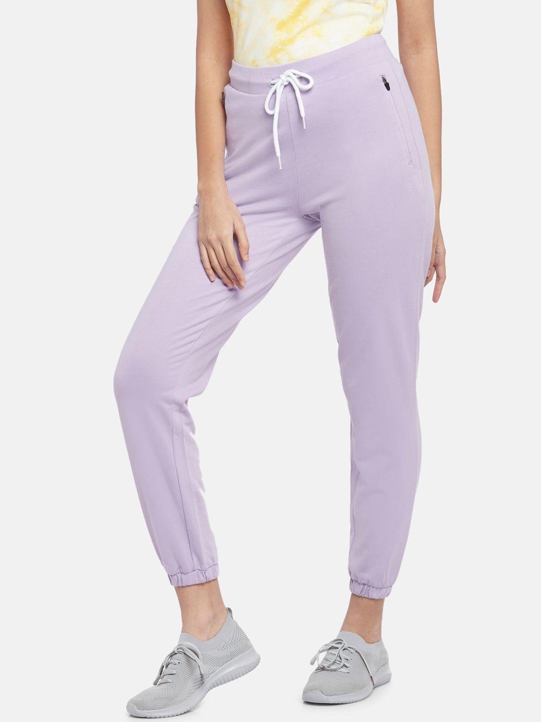 ajile by pantaloons women lavender solid pure cotton joggers