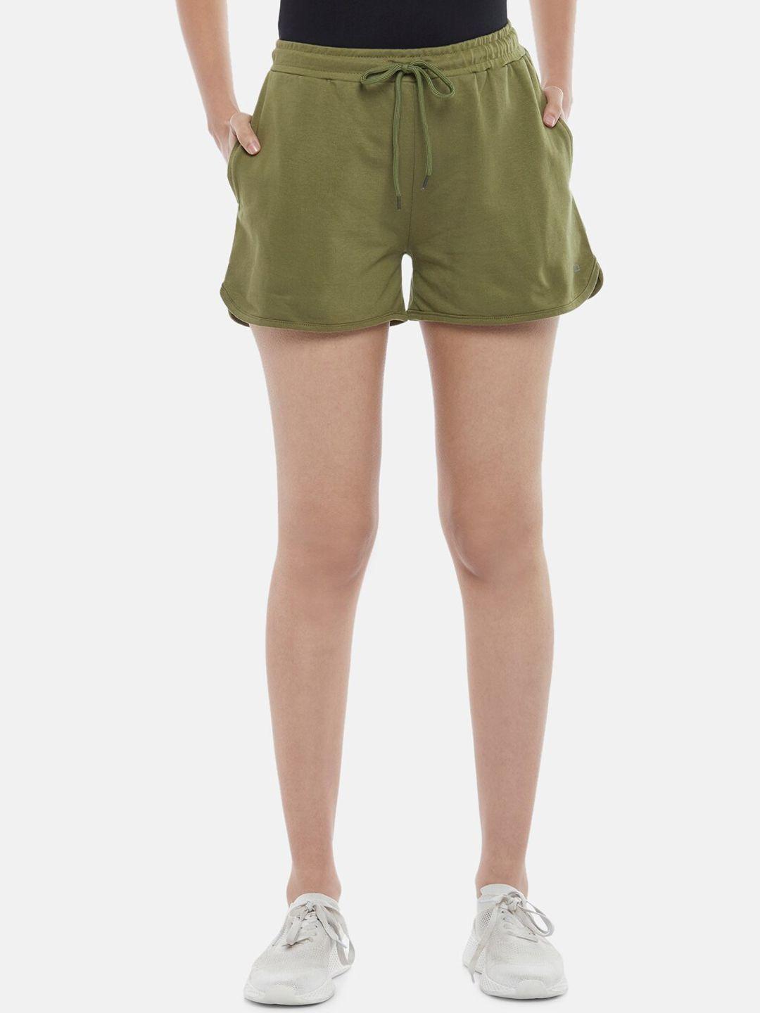 ajile by pantaloons women olive green cotton shorts