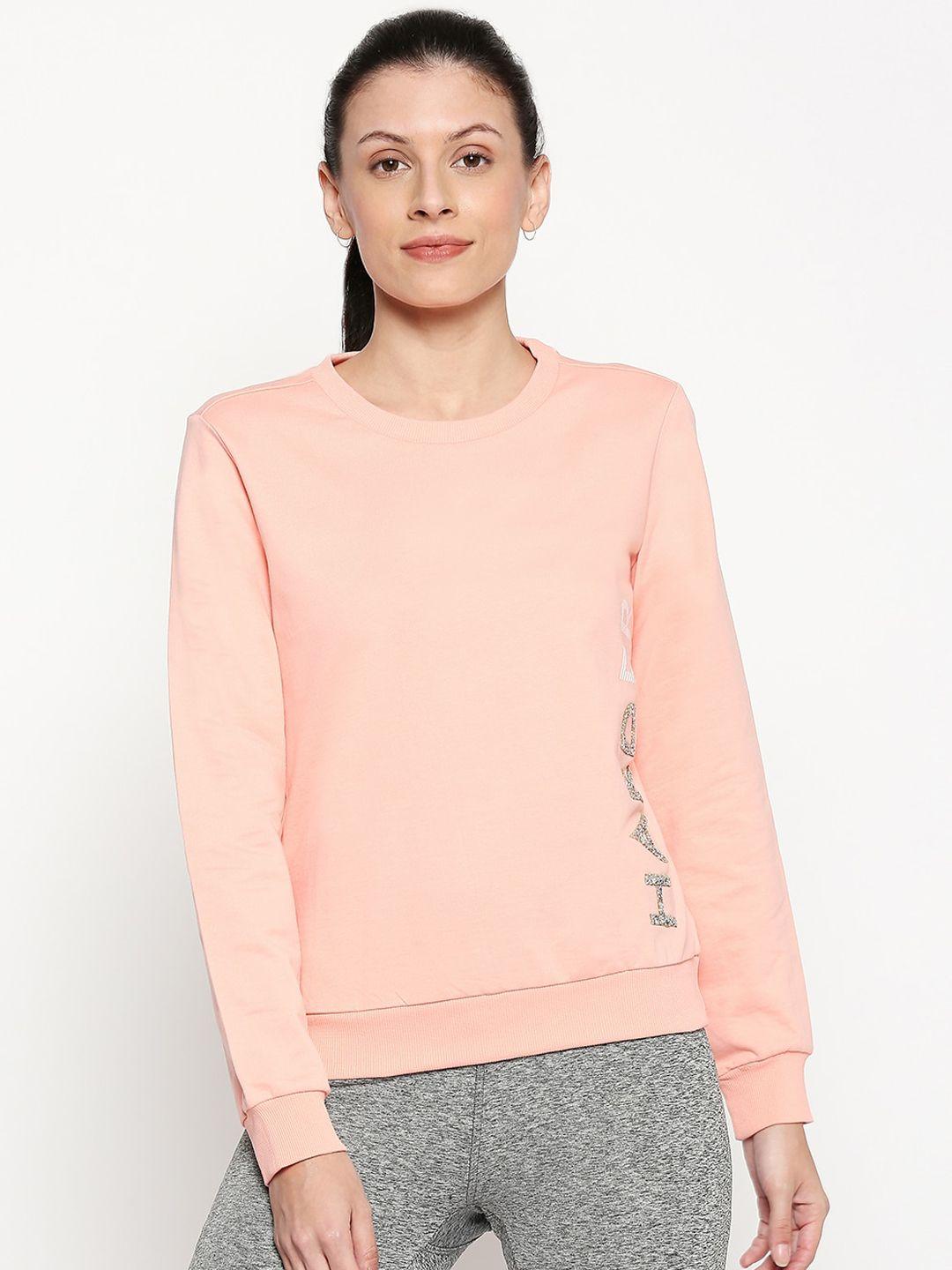 ajile by pantaloons women peach-coloured printed sweatshirt