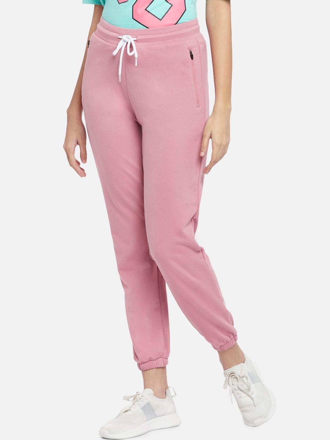 ajile by pantaloons women pink solid pure cotton joggers